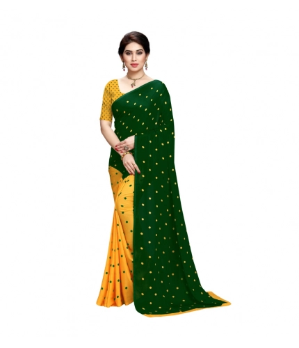 Generic Women's Georgette Printed Saree With Unstitched Blouse 5.5Mtr (Green)