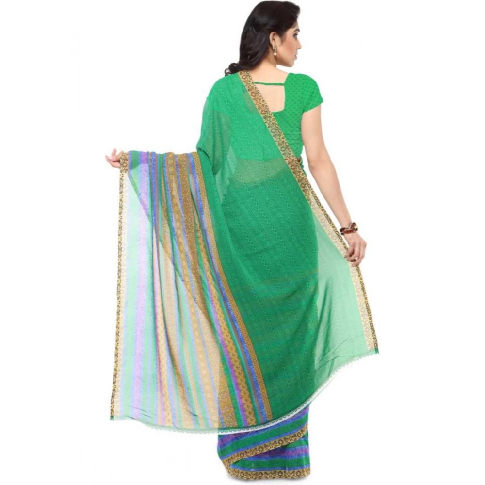 Generic Women's Faux Georgette Printed Saree With Unstitched Blouse 5.5Mtr (Green) Generic Women's Faux Georgette Printed Saree With Unstitched Blouse 5.5Mtr (Green)