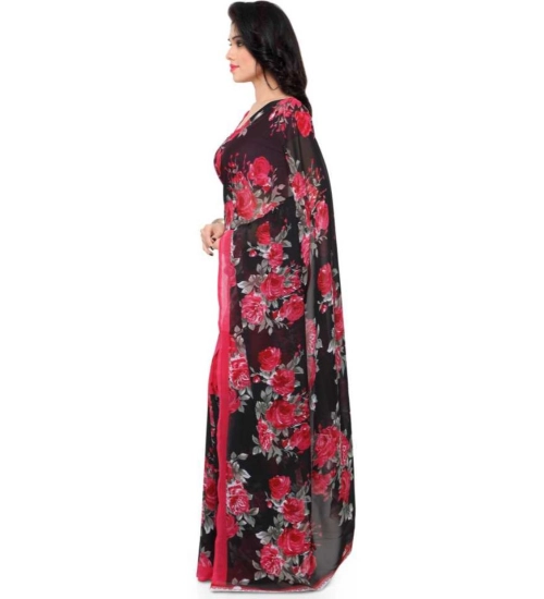 Generic Women's Faux Georgette Printed Saree With Unstitched Blouse 5.5Mtr (Pink)