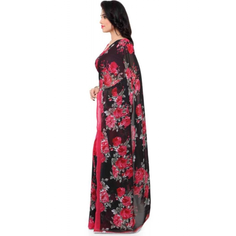 Women's Faux Georgette Printed Saree With Unstitched Blouse 5.5Mtr (Pink) Women's Faux Georgette Printed Saree With Unstitched Blouse 5.5Mtr (Pink)
