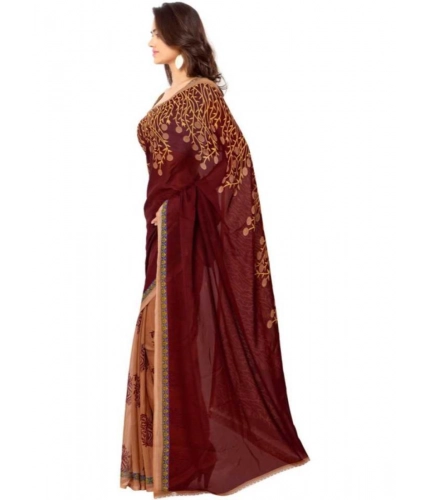 Generic Women's Faux Georgette Printed Saree With Unstitched Blouse 5.5Mtr (Red) Generic Women's Faux Georgette Printed Saree With Unstitched Blouse 5.5Mtr (Red)