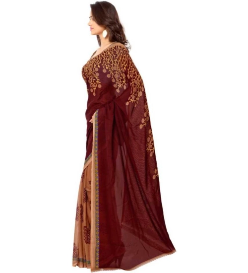 Generic Women's Faux Georgette Printed Saree With Unstitched Blouse 5.5Mtr (Red)