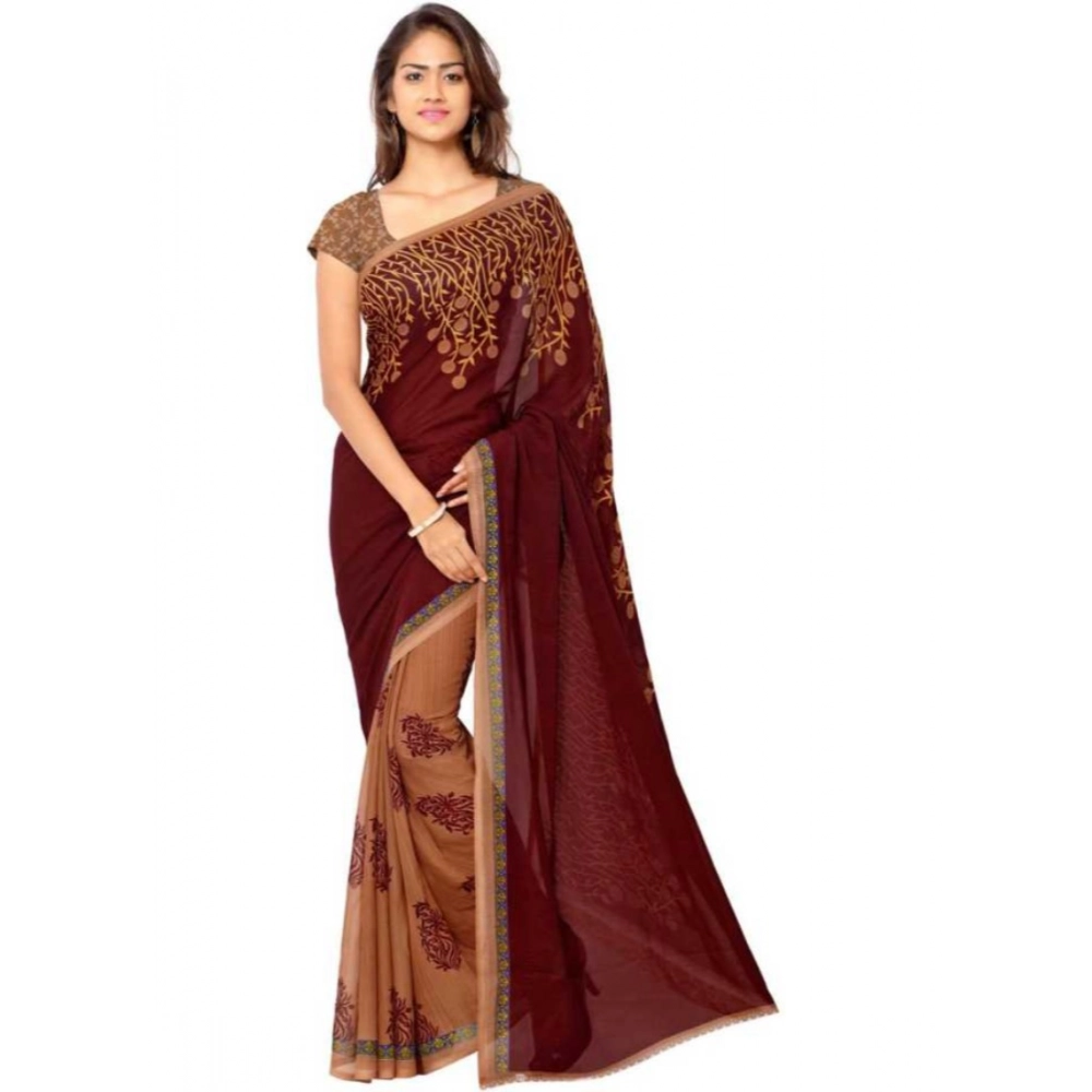 Generic Women's Faux Georgette Printed Saree With Unstitched Blouse 5.5Mtr (Red) Generic Women's Faux Georgette Printed Saree With Unstitched Blouse 5.5Mtr (Red)