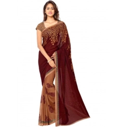 Generic Women's Faux Georgette Printed Saree With Unstitched Blouse 5.5Mtr (Red)