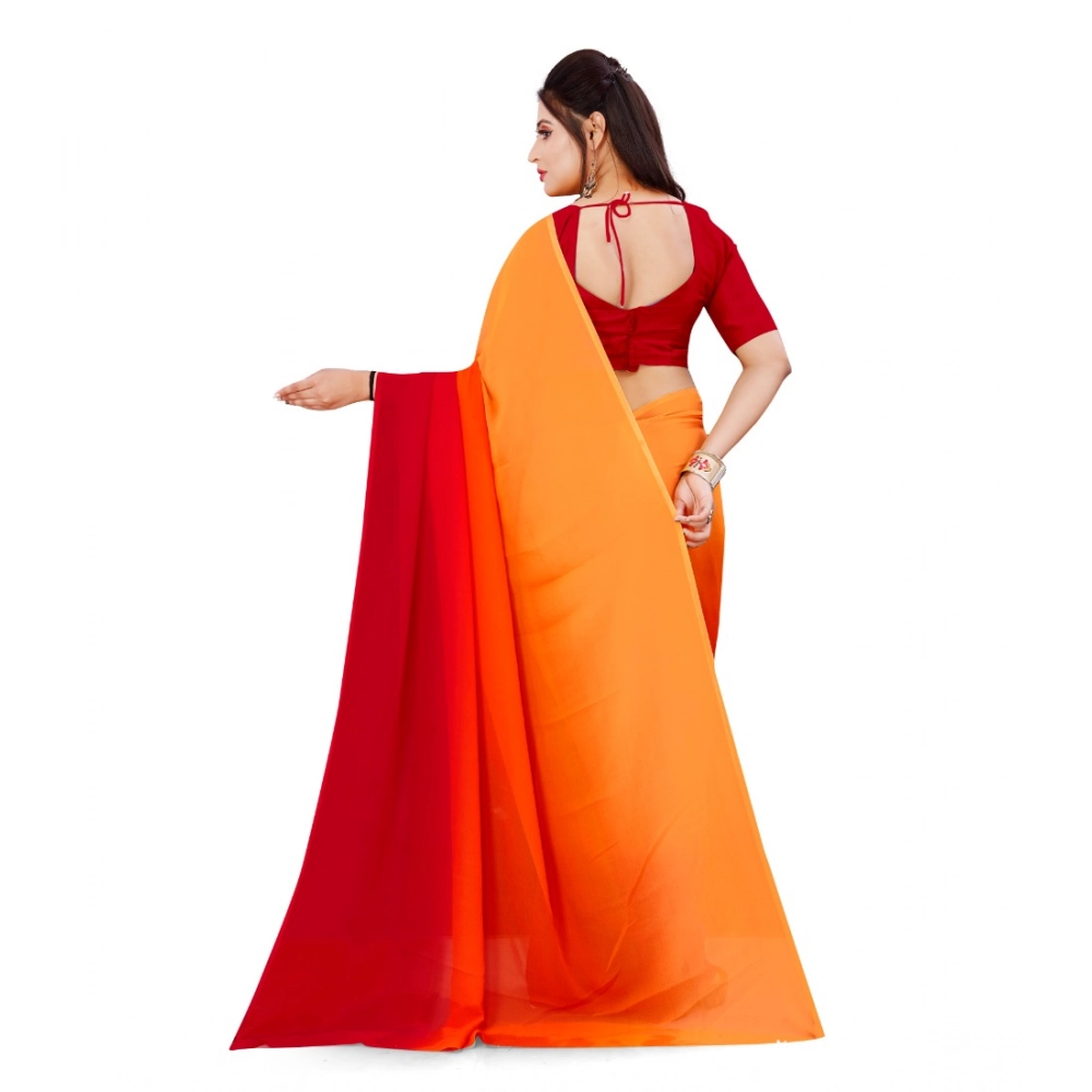 Generic Women's Georgette Solid Saree With Unstitched Blouse 5.5Mtr (Orange) Generic Women's Georgette Solid Saree With Unstitched Blouse 5.5Mtr (Orange)