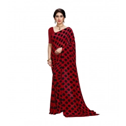 Generic Women's Georgette Printed Saree With Unstitched Blouse 5.5Mtr (R.Black)