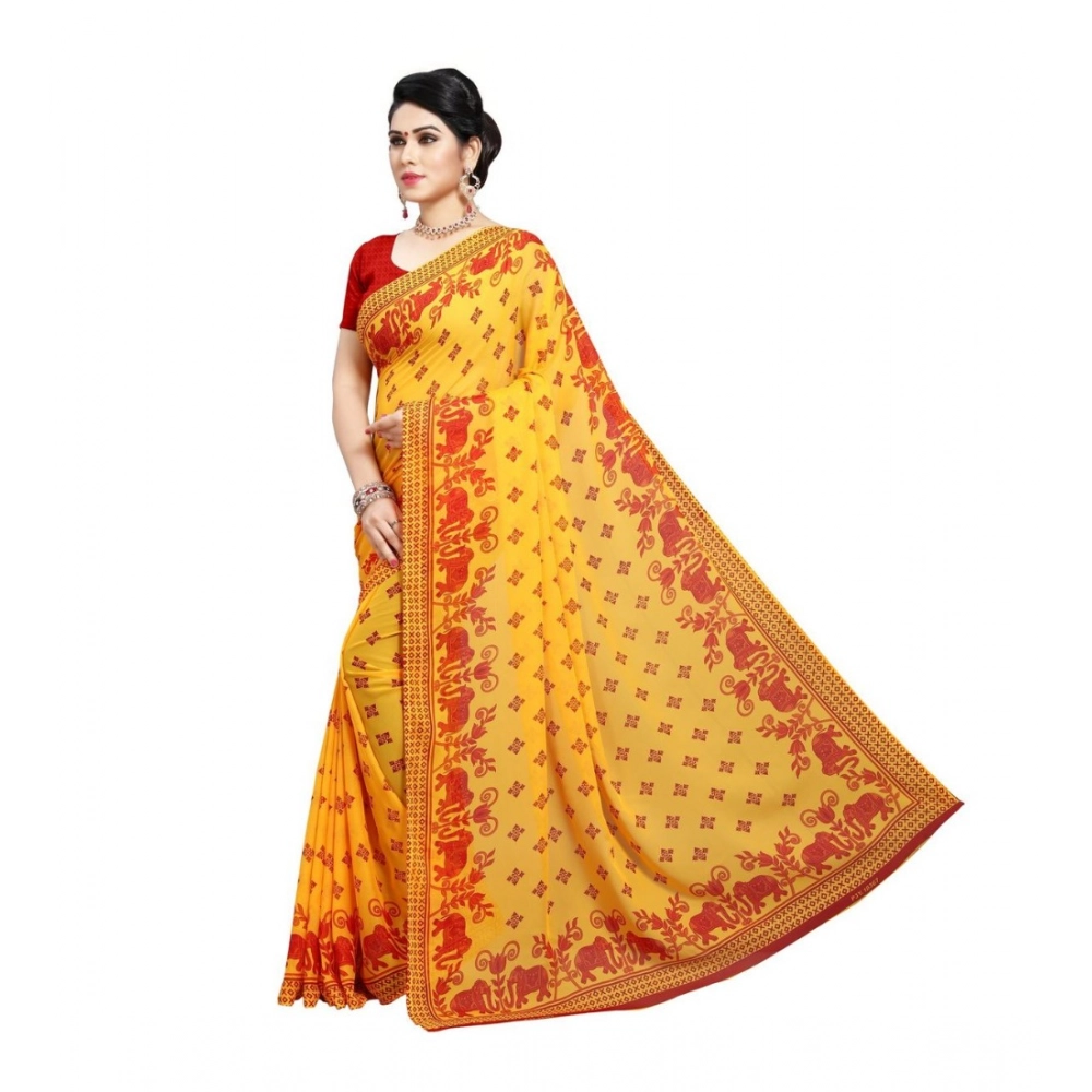 Generic Women's Georgette Printed Saree With Unstitched Blouse 5.5Mtr (Red) Generic Women's Georgette Printed Saree With Unstitched Blouse 5.5Mtr (Red)