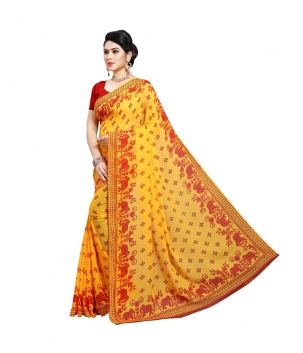 Generic Women's Georgette Printed Saree With Unstitched Blouse 5.5Mtr (Red) Generic Women's Georgette Printed Saree With Unstitched Blouse 5.5Mtr (Red)