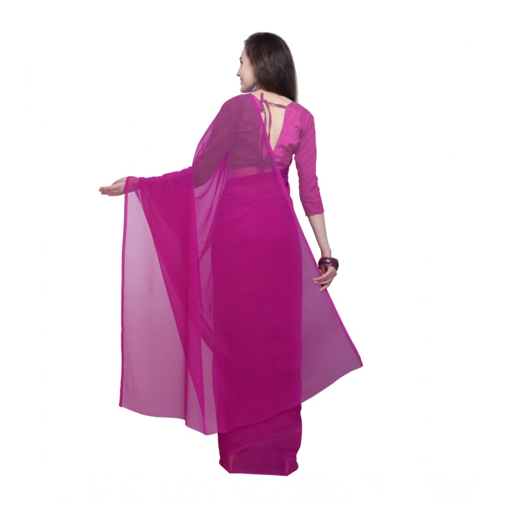 Generic Women's Dyed Solid Saree With Unstitched Blouse 5.5Mtr (Pink) Generic Women's Dyed Solid Saree With Unstitched Blouse 5.5Mtr (Pink)