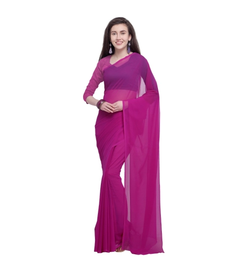 Generic Women's Dyed Solid Saree With Unstitched Blouse 5.5Mtr (Pink)