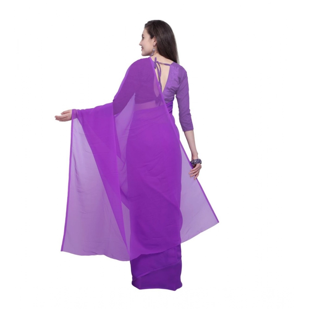 Generic Women's Dyed Solid Saree With Unstitched Blouse 5.5Mtr (Purple) Generic Women's Dyed Solid Saree With Unstitched Blouse 5.5Mtr (Purple)