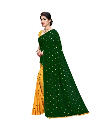 Generic Women's Georgette Printed Saree With Unstitched Blouse 5.5Mtr (Green)
