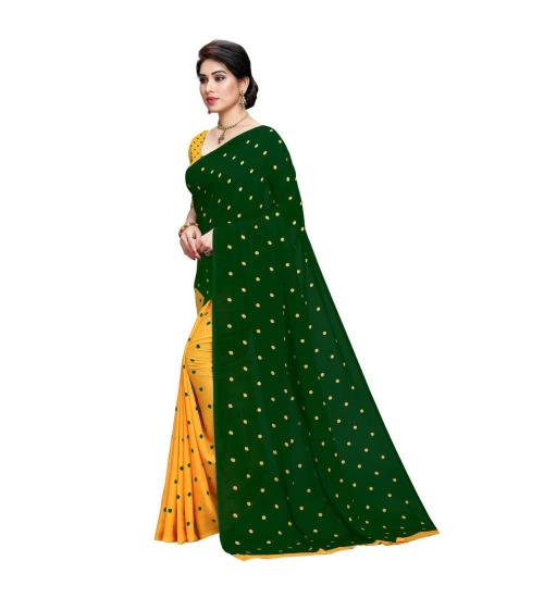 Generic Women's Georgette Printed Saree With Unstitched Blouse 5.5Mtr (Green)