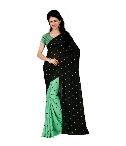 Generic Women's Georgette Printed Saree With Unstitched Blouse 5.5Mtr (Green)