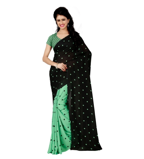 Generic Women's Georgette Printed Saree With Unstitched Blouse 5.5Mtr (Green)