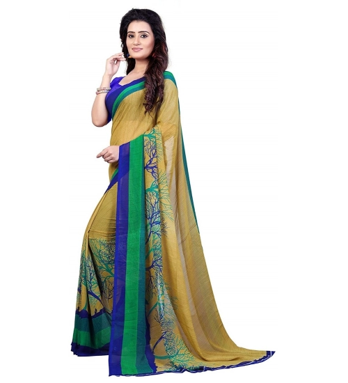 Generic Women's Faux Georgette Printed Saree With Unstitched Blouse 5.5Mtr (Green)