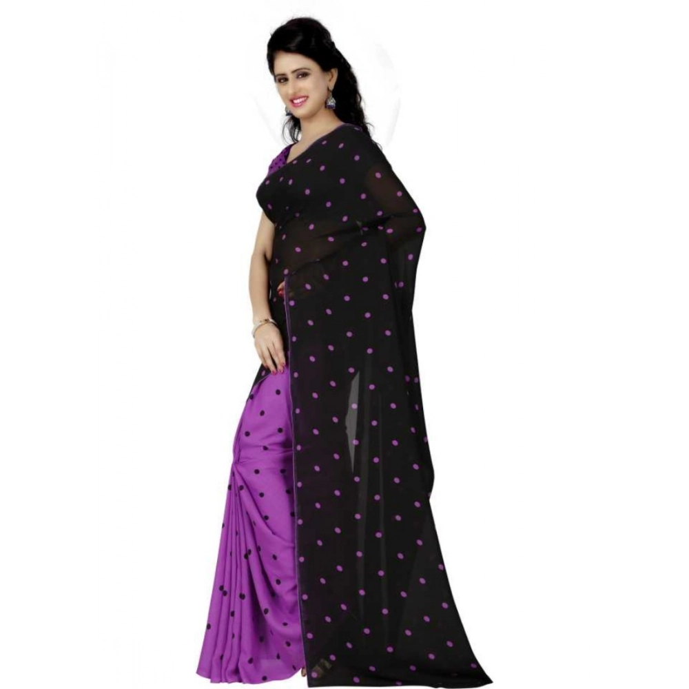 Generic Women's Faux Georgette Printed Saree With Unstitched Blouse 5.5Mtr (Purple) Generic Women's Faux Georgette Printed Saree With Unstitched Blouse 5.5Mtr (Purple)