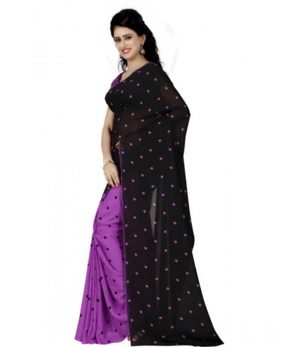 Generic Women's Faux Georgette Printed Saree With Unstitched Blouse 5.5Mtr (Purple) Generic Women's Faux Georgette Printed Saree With Unstitched Blouse 5.5Mtr (Purple)