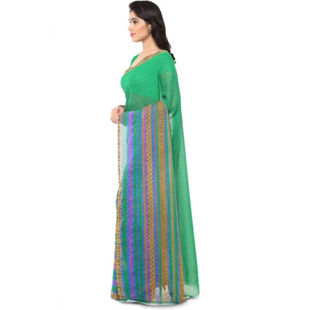Generic Women's Faux Georgette Printed Saree With Unstitched Blouse 5.5Mtr (Green) Generic Women's Faux Georgette Printed Saree With Unstitched Blouse 5.5Mtr (Green)