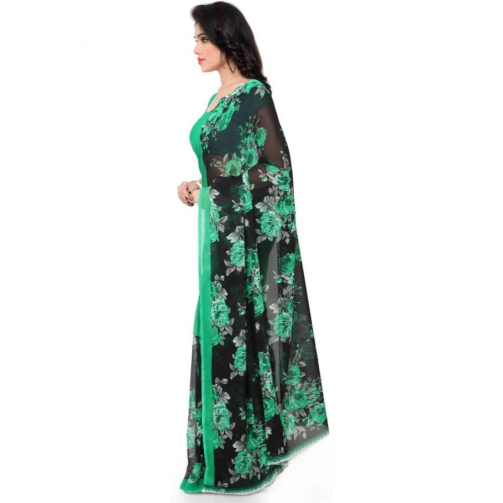 Generic Women's Faux Georgette Printed Saree With Unstitched Blouse 5.5Mtr (Green) Generic Women's Faux Georgette Printed Saree With Unstitched Blouse 5.5Mtr (Green)