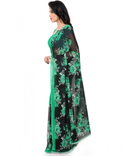 Generic Women's Faux Georgette Printed Saree With Unstitched Blouse 5.5Mtr (Green)