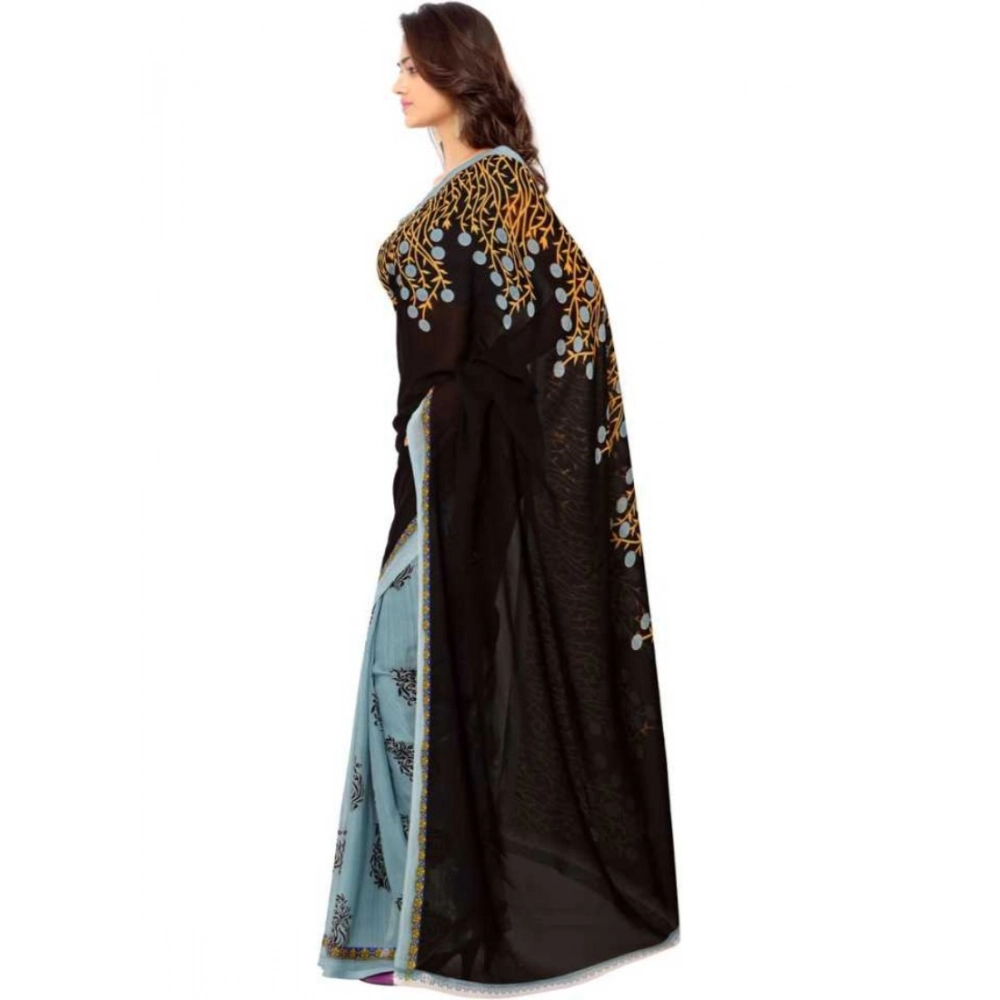 Generic Women's Faux Georgette Printed Saree With Unstitched Blouse 5.5Mtr (Brown) Generic Women's Faux Georgette Printed Saree With Unstitched Blouse 5.5Mtr (Brown)
