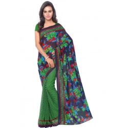 Generic Women's Faux Georgette Printed Saree With Unstitched Blouse 5.5Mtr (Green)