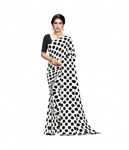 Generic Women's Georgette Printed Saree With Unstitched Blouse 5.5Mtr (W.Black)