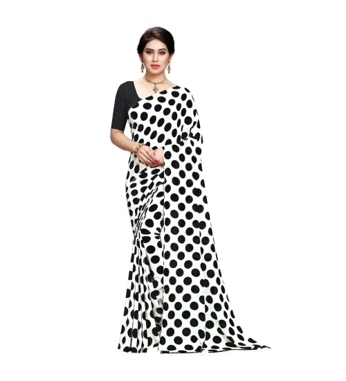 Generic Women's Georgette Printed Saree With Unstitched Blouse 5.5Mtr (W.Black)