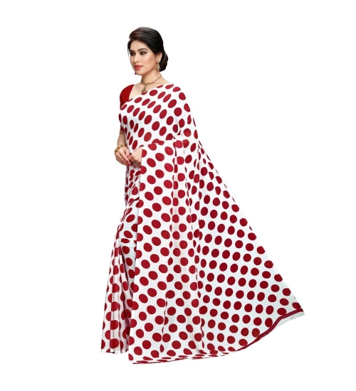 Generic Women's Georgette Printed Saree With Unstitched Blouse 5.5Mtr (W.Red)
