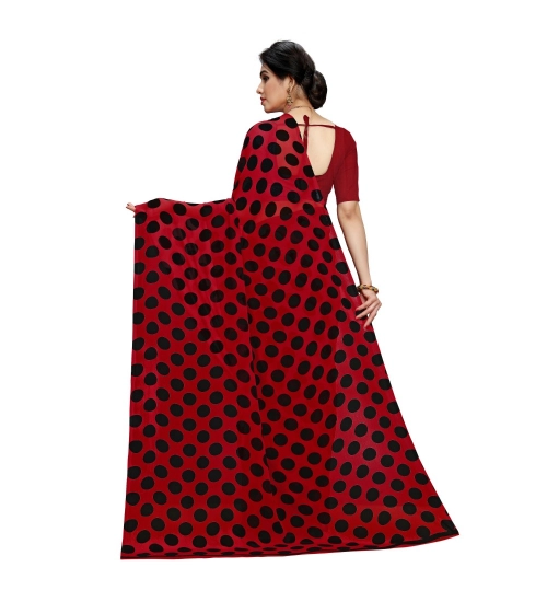 Generic Women's Georgette Printed Saree With Unstitched Blouse 5.5Mtr (R.Black)
