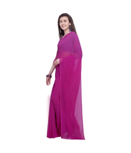Generic Women's Dyed Solid Saree With Unstitched Blouse 5.5Mtr (Pink)