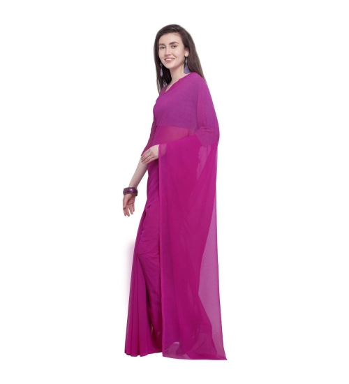 Generic Women's Dyed Solid Saree With Unstitched Blouse 5.5Mtr (Pink)
