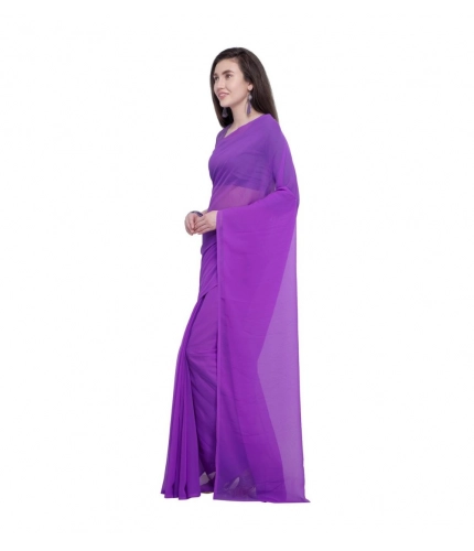 Generic Women's Dyed Solid Saree With Unstitched Blouse 5.5Mtr (Purple)