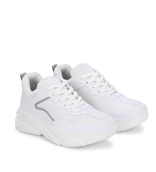 Generic Women's Casual Mesh Printed Lace-Ups Shoes (White)