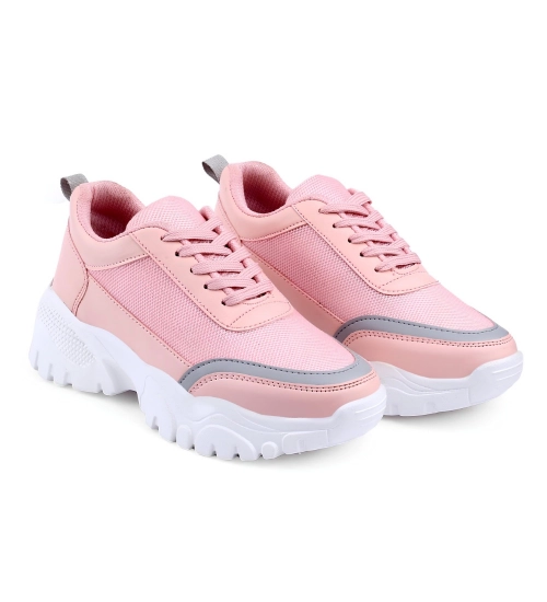 Generic Women's Casual Mesh Printed Lace-Ups Shoes (Pink)