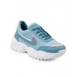 Generic Women's Casual Mesh Printed Lace-Ups Shoes (Blue)