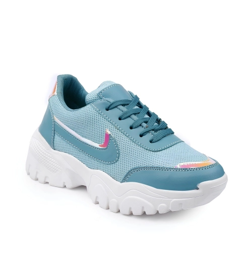 Generic Women's Casual Mesh Printed Lace-Ups Shoes (Blue)
