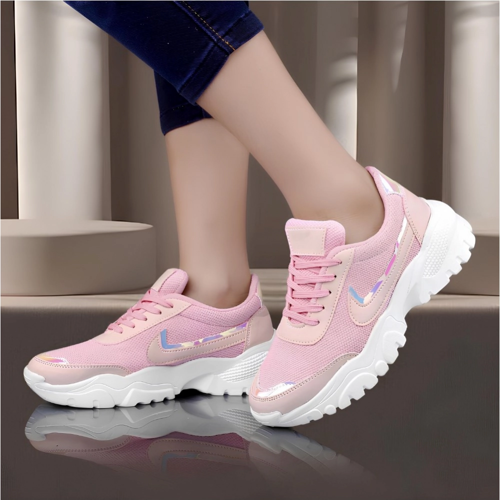 Generic Women's Casual Mesh Printed Lace-Ups Shoes (Pink) Generic Women's Casual Mesh Printed Lace-Ups Shoes (Pink)