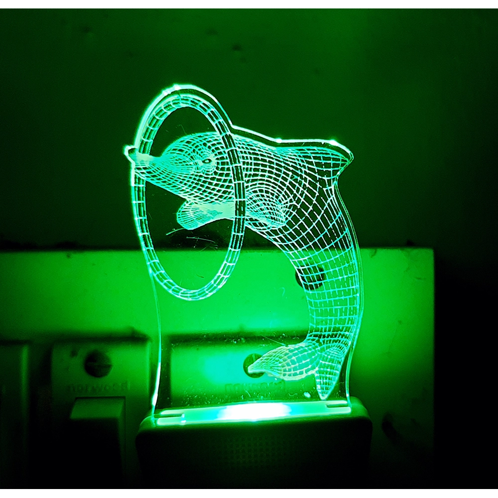 Generic Circle With Dolphin AC Adapter Night Lamp Generic Circle With Dolphin AC Adapter Night Lamp