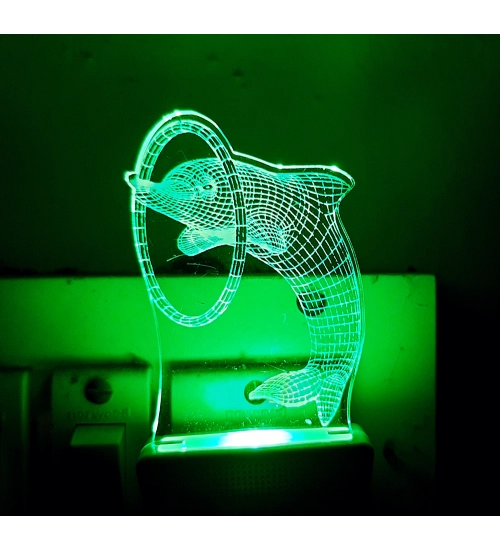 Generic Circle With Dolphin AC Adapter Night Lamp