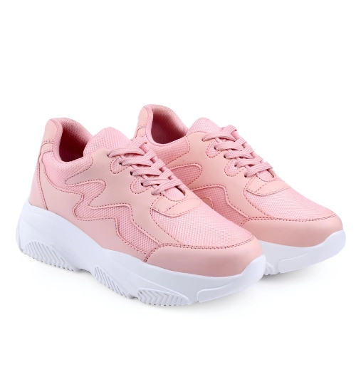 Generic Women's Casual Mesh Printed Lace-Ups Shoes (Pink)
