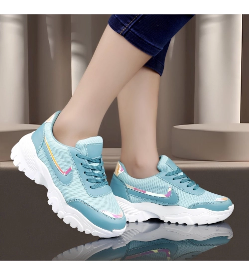 Generic Women's Casual Mesh Printed Lace-Ups Shoes (Blue)