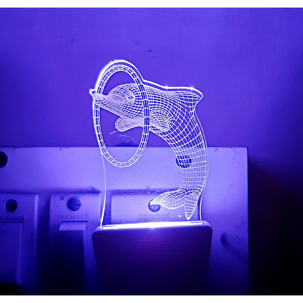 Generic Circle With Dolphin AC Adapter Night Lamp Generic Circle With Dolphin AC Adapter Night Lamp