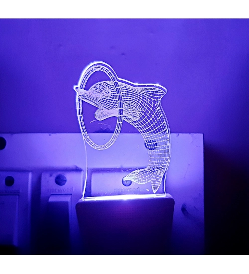 Generic Circle With Dolphin AC Adapter Night Lamp