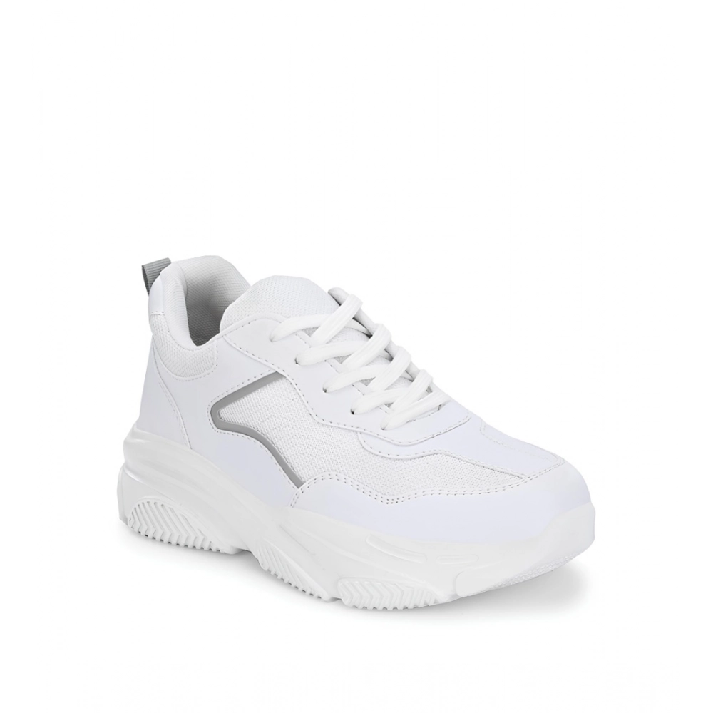 Generic Women's Casual Mesh Printed Lace-Ups Shoes (White)