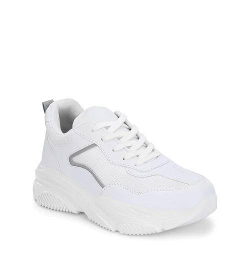 Generic Women's Casual Mesh Printed Lace-Ups Shoes (White)