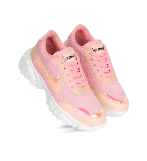 Generic Women's Casual Mesh Printed Lace-Ups Shoes (Pink)