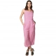 Generic Women's Polyester Striped Sleeveless Jumpsuit (Pink) Generic Women's Polyester Striped Sleeveless Jumpsuit (Pink)