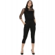 Generic Women's Polyester Self Design 3/4th Sleeve Jumpsuit (Black) Generic Women's Polyester Self Design 3/4th Sleeve Jumpsuit (Black)